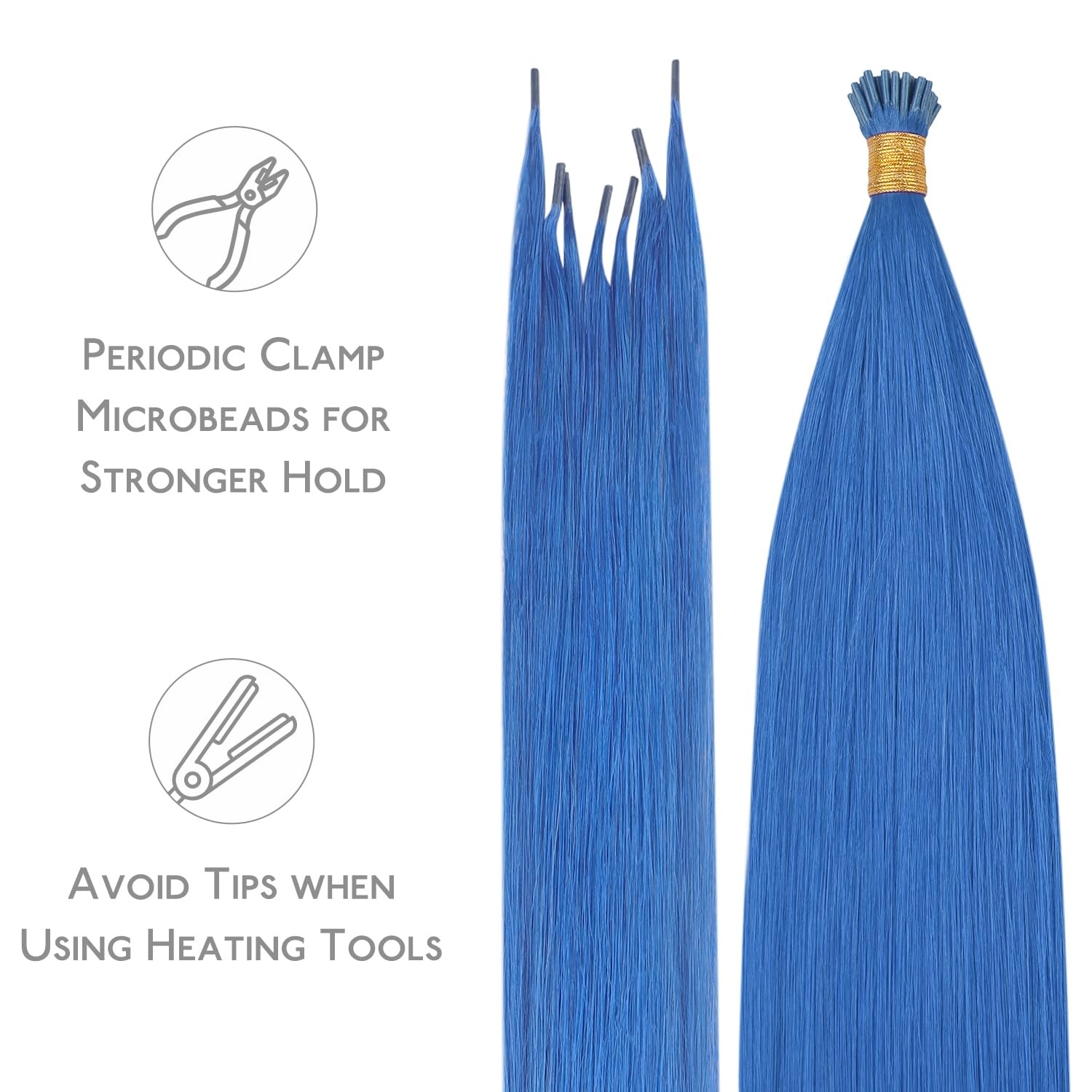 image:imageWENNALlFE Mini Flat Tip Hair Extensions Human Hair 50g 60s 16 Inch Light Blonde Highlighted Golden Blonde Remy Hair K Tip Hair Extensions Seamless Keratin Extensions De CabelloIBlue