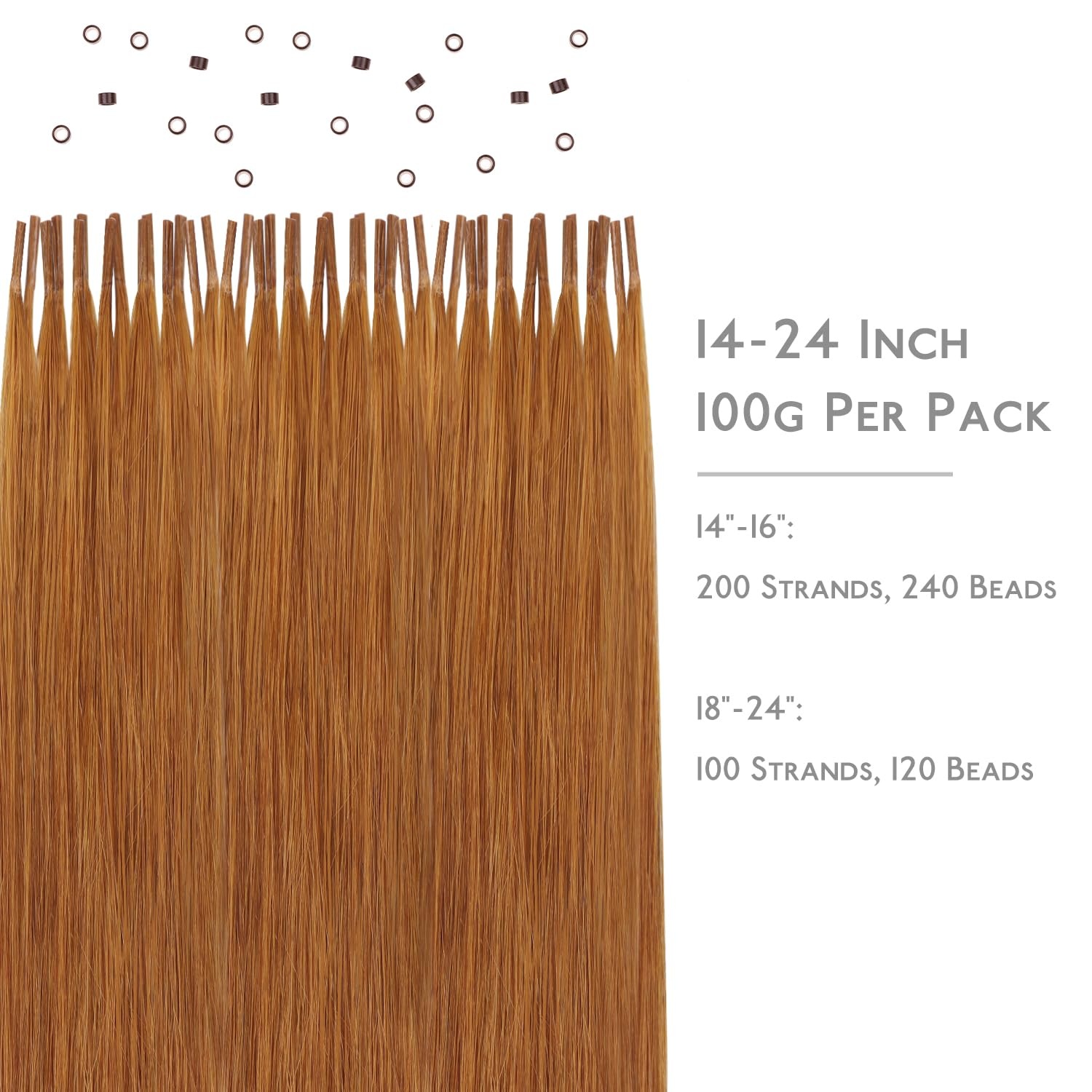 image:imageWENNALlFE Mini Flat Tip Hair Extensions Human Hair 50g 60s 16 Inch Light Blonde Highlighted Golden Blonde Remy Hair K Tip Hair Extensions Seamless Keratin Extensions De CabelloI30 Auburn Ginger