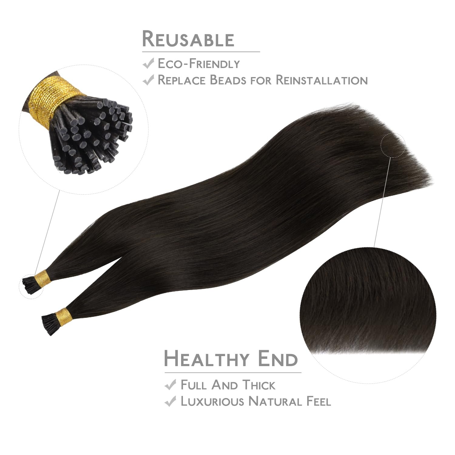 image:imageWENNALlFE Mini Flat Tip Hair Extensions Human Hair 50g 60s 16 Inch Light Blonde Highlighted Golden Blonde Remy Hair K Tip Hair Extensions Seamless Keratin Extensions De CabelloI2 Dark Brown