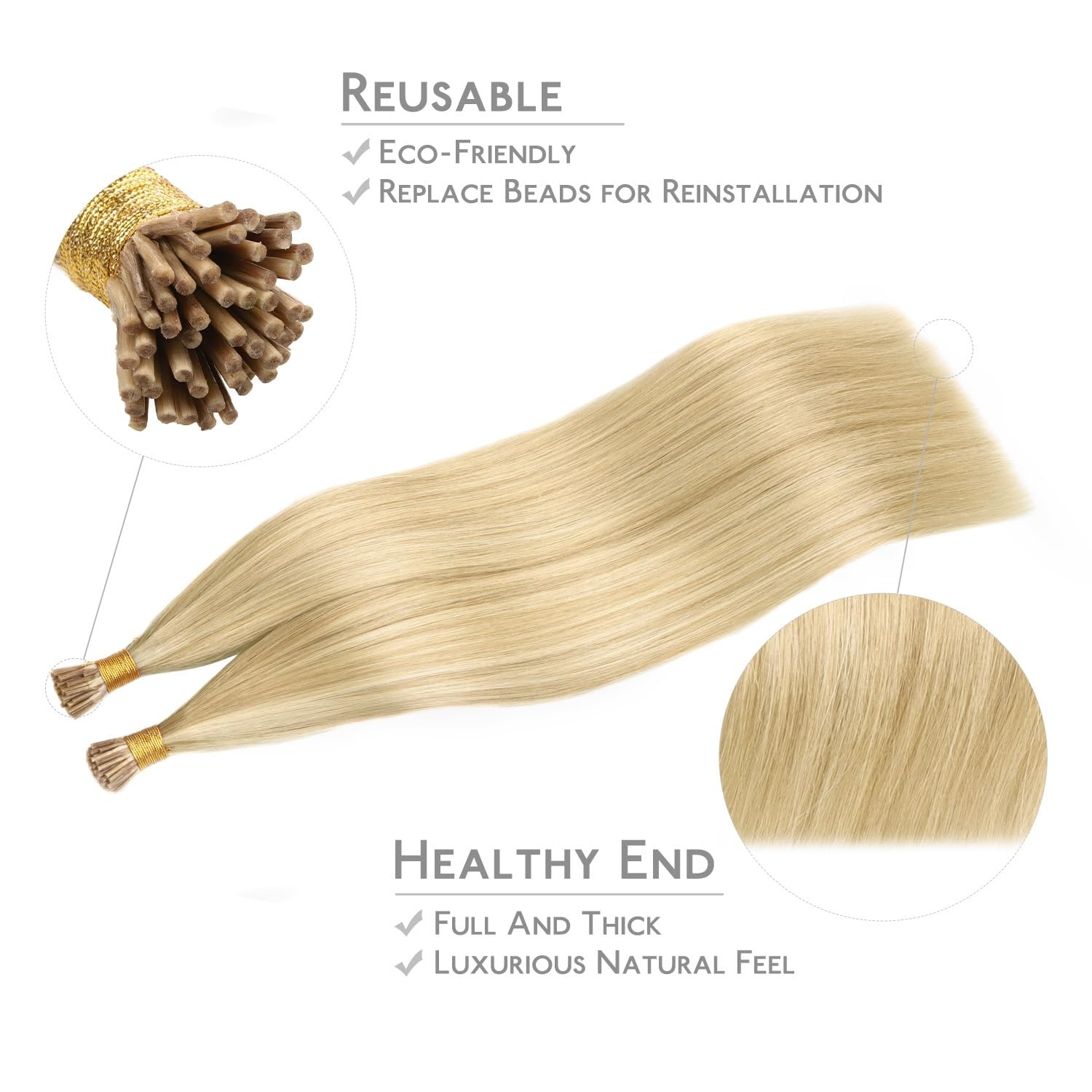 image:imageWENNALlFE Mini Flat Tip Hair Extensions Human Hair 50g 60s 16 Inch Light Blonde Highlighted Golden Blonde Remy Hair K Tip Hair Extensions Seamless Keratin Extensions De CabelloI1622 Light Blonde Highlighted Golden Blonde