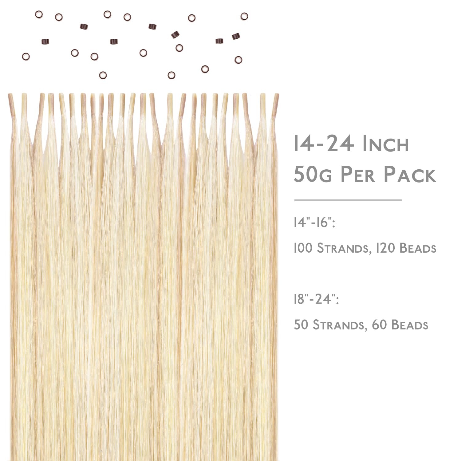 image:imageWENNALlFE Mini Flat Tip Hair Extensions Human Hair 50g 60s 16 Inch Light Blonde Highlighted Golden Blonde Remy Hair K Tip Hair Extensions Seamless Keratin Extensions De CabelloI18F60A Balayage Light Wheat Platinum Blonde