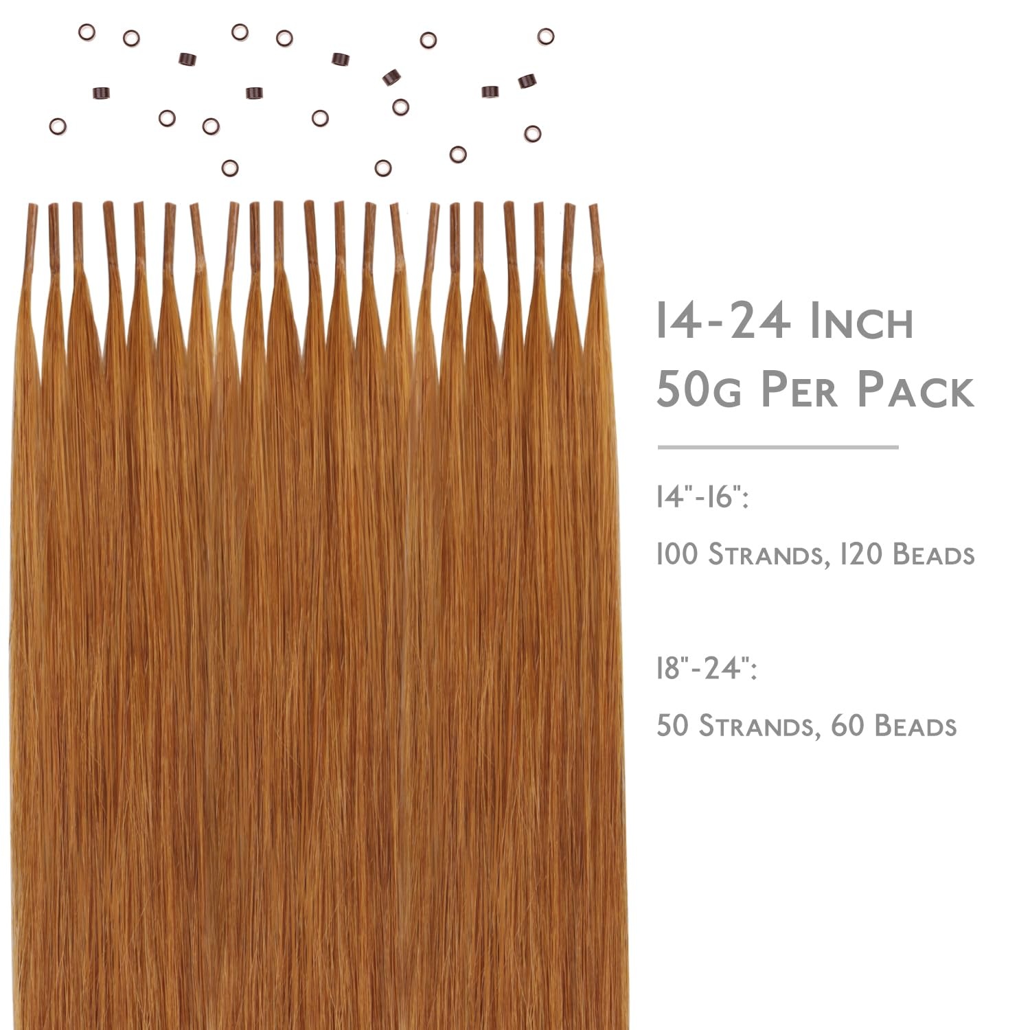 image:imageWENNALlFE Mini Flat Tip Hair Extensions Human Hair 50g 60s 16 Inch Light Blonde Highlighted Golden Blonde Remy Hair K Tip Hair Extensions Seamless Keratin Extensions De CabelloI30 Auburn Ginger