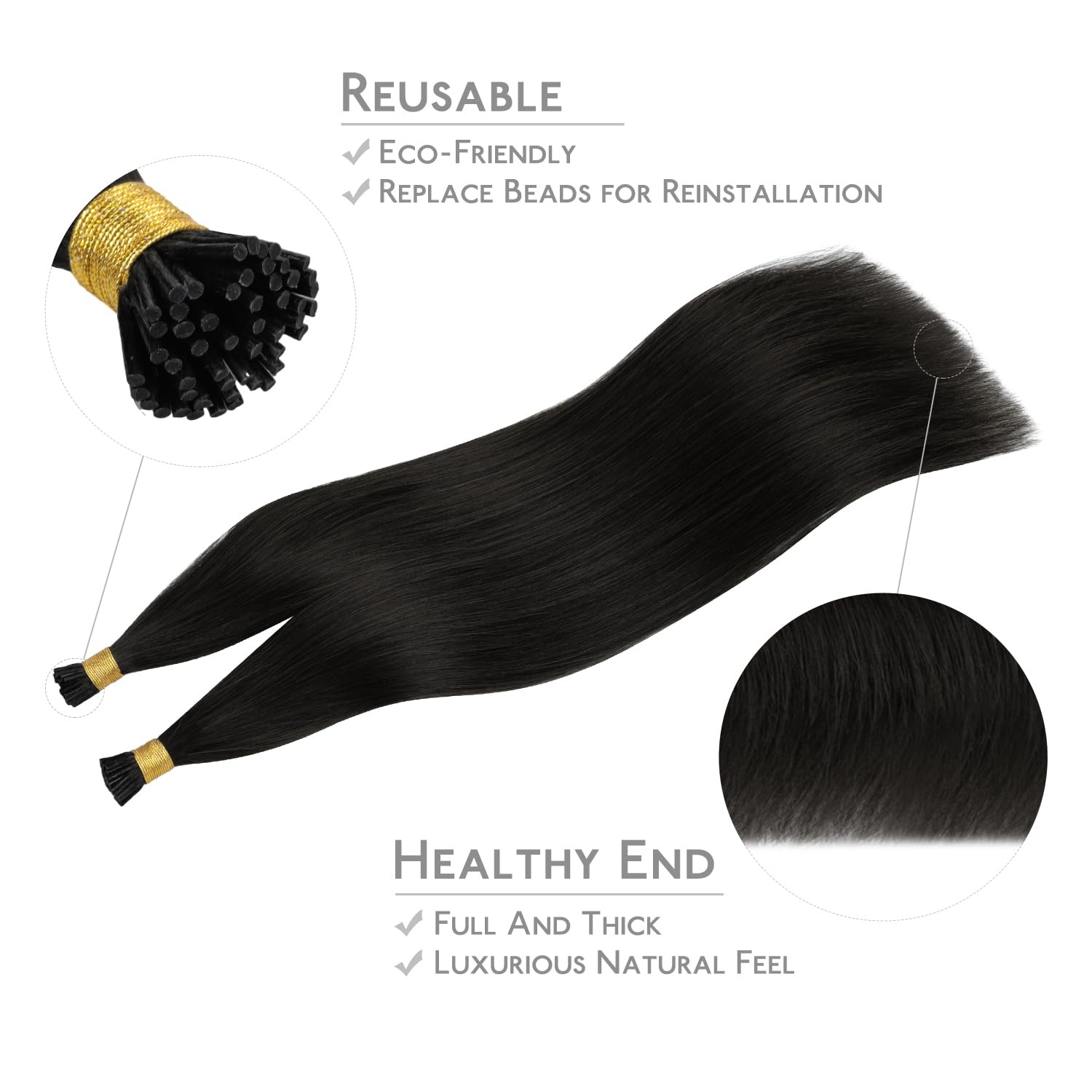 image:imageWENNALlFE Mini Flat Tip Hair Extensions Human Hair 50g 60s 16 Inch Light Blonde Highlighted Golden Blonde Remy Hair K Tip Hair Extensions Seamless Keratin Extensions De CabelloI1B Natural Black