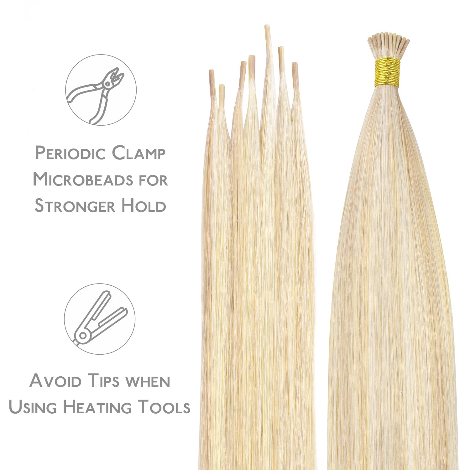 image:imageWENNALlFE Mini Flat Tip Hair Extensions Human Hair 50g 60s 16 Inch Light Blonde Highlighted Golden Blonde Remy Hair K Tip Hair Extensions Seamless Keratin Extensions De CabelloI18F60A Balayage Light Wheat Platinum Blonde