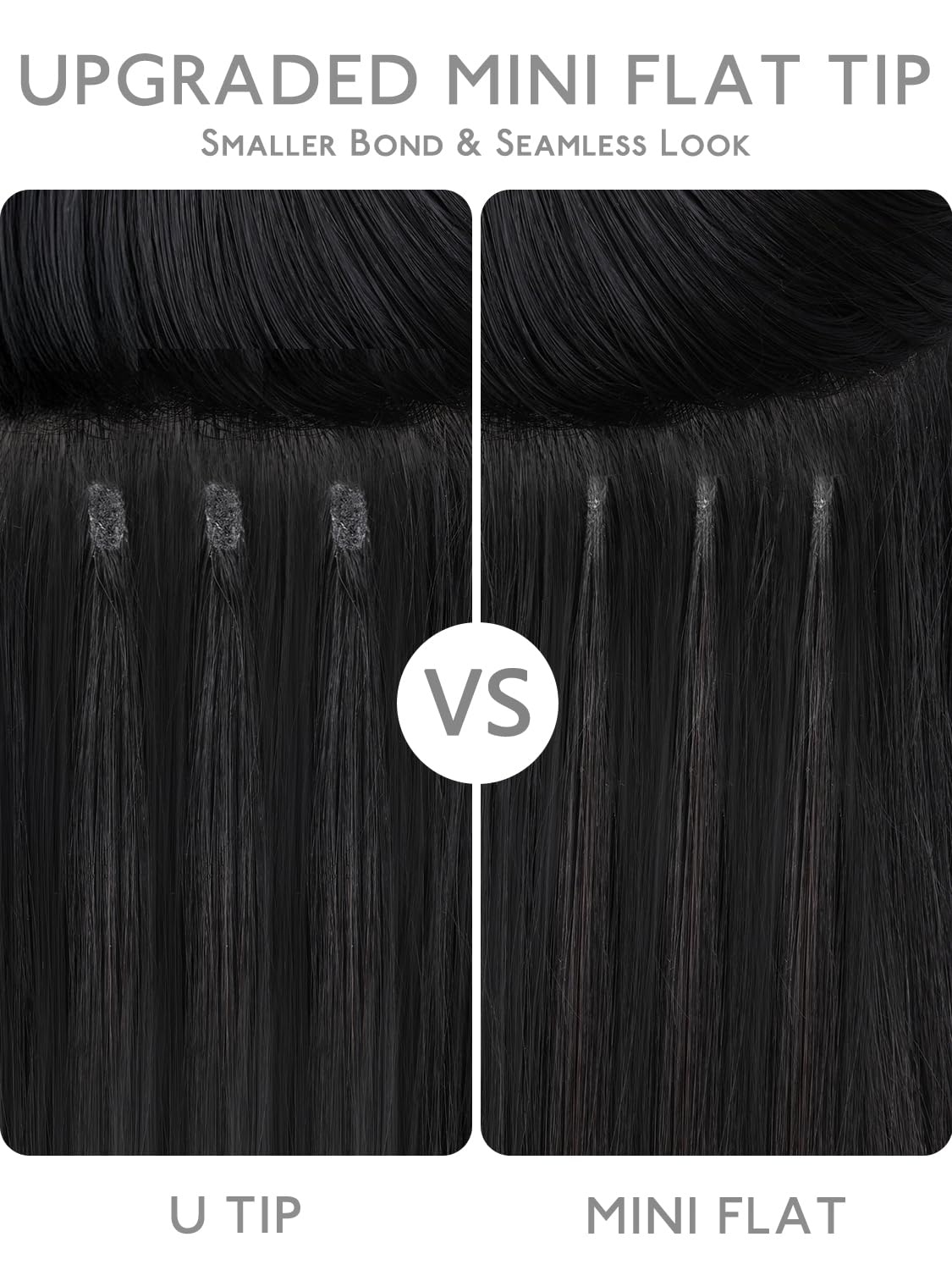 image:imageWENNALlFE Mini Flat Tip Hair Extensions Human Hair 50g 60s 16 Inch Light Blonde Highlighted Golden Blonde Remy Hair K Tip Hair Extensions Seamless Keratin Extensions De CabelloF1 Jet Black