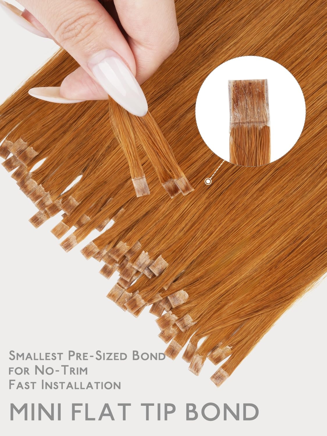 image:imageWENNALlFE Mini Flat Tip Hair Extensions Human Hair 50g 60s 16 Inch Light Blonde Highlighted Golden Blonde Remy Hair K Tip Hair Extensions Seamless Keratin Extensions De CabelloF30 Auburn Ginger