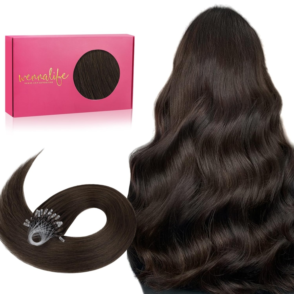 image:imageWENNALlFE Mini Flat Tip Hair Extensions Human Hair 50g 60s 16 Inch Light Blonde Highlighted Golden Blonde Remy Hair K Tip Hair Extensions Seamless Keratin Extensions De CabelloM2A Light Dark Brown