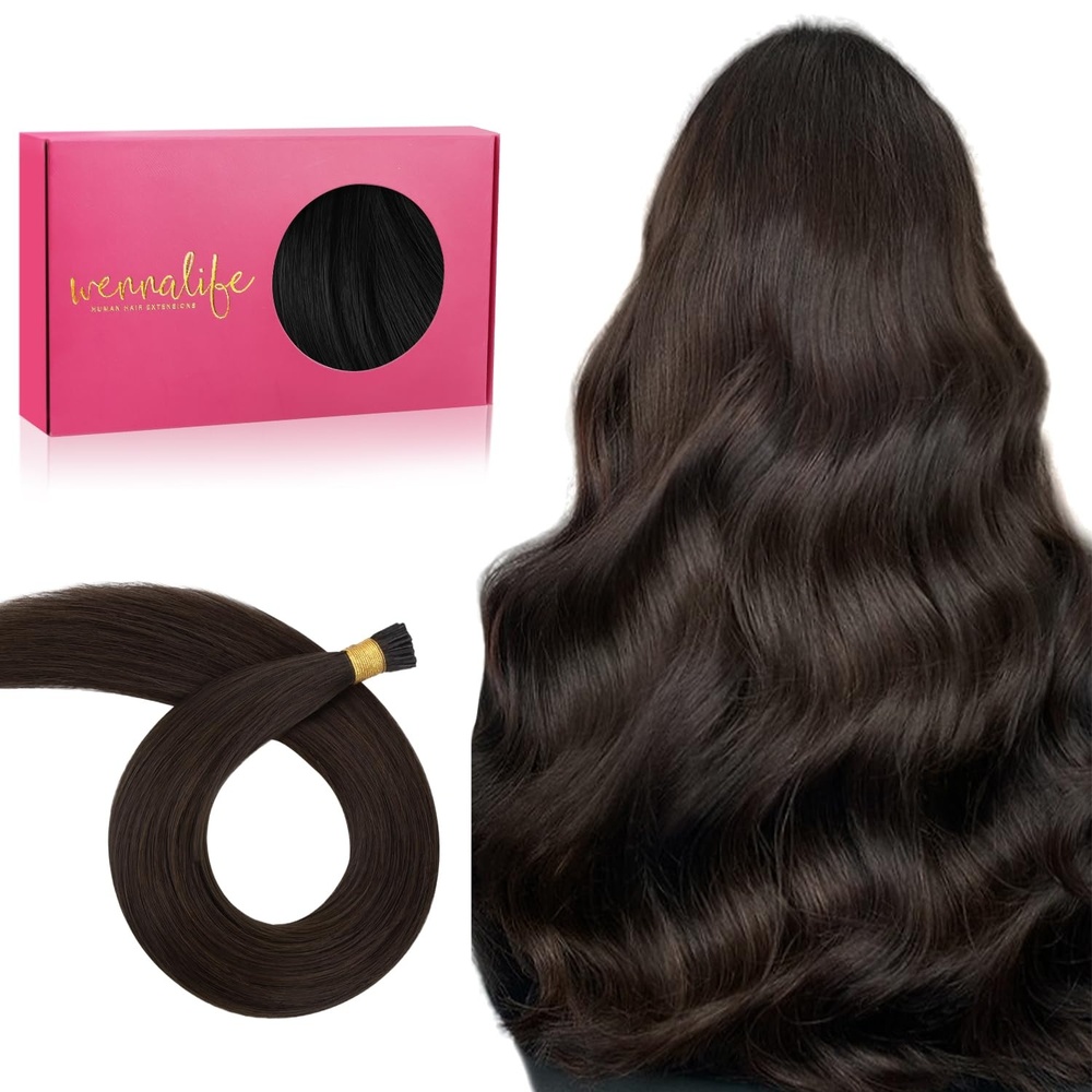 image:imageWENNALlFE Mini Flat Tip Hair Extensions Human Hair 50g 60s 16 Inch Light Blonde Highlighted Golden Blonde Remy Hair K Tip Hair Extensions Seamless Keratin Extensions De CabelloI2A Light Dark Brown