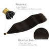 WENNALlFE Mini Flat Tip Hair Extensions Human Hair, 50g 60s 16 Inch Light Blonde Highlighted Golden Blonde Remy Hair K Tip Hair Extensions Seamless Keratin Extensions De Cabello(I-#2 Dark Brown)