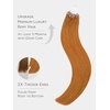 WENNALlFE Mini Flat Tip Hair Extensions Human Hair, 50g 60s 16 Inch Light Blonde Highlighted Golden Blonde Remy Hair K Tip Hair Extensions Seamless Keratin Extensions De Cabello(T-#30 Auburn Ginger)
