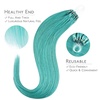 WENNALlFE Mini Flat Tip Hair Extensions Human Hair, 50g 60s 16 Inch Light Blonde Highlighted Golden Blonde Remy Hair K Tip Hair Extensions Seamless Keratin Extensions De Cabello(M-#Teal Green)
