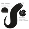 WENNALlFE Mini Flat Tip Hair Extensions Human Hair, 50g 60s 16 Inch Light Blonde Highlighted Golden Blonde Remy Hair K Tip Hair Extensions Seamless Keratin Extensions De Cabello(M-#1B Natural Black)