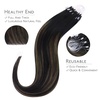 WENNALlFE Mini Flat Tip Hair Extensions Human Hair, 50g 60s 16 Inch Light Blonde Highlighted Golden Blonde Remy Hair K Tip Hair Extensions Seamless Keratin Extensions De Cabello(M-#1B/6/1B Balayage Natural Black to Chestnut Brown)