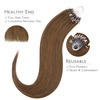 WENNALlFE Mini Flat Tip Hair Extensions Human Hair, 50g 60s 16 Inch Light Blonde Highlighted Golden Blonde Remy Hair K Tip Hair Extensions Seamless Keratin Extensions De Cabello(M-#5R Light Auburn Brown)