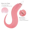 WENNALlFE Mini Flat Tip Hair Extensions Human Hair, 50g 60s 16 Inch Light Blonde Highlighted Golden Blonde Remy Hair K Tip Hair Extensions Seamless Keratin Extensions De Cabello(M-#Peach Pink)