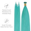 WENNALlFE Mini Flat Tip Hair Extensions Human Hair, 50g 60s 16 Inch Light Blonde Highlighted Golden Blonde Remy Hair K Tip Hair Extensions Seamless Keratin Extensions De Cabello(I-#Teal Green)