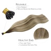 WENNALlFE Mini Flat Tip Hair Extensions Human Hair, 50g 60s 16 Inch Light Blonde Highlighted Golden Blonde Remy Hair K Tip Hair Extensions Seamless Keratin Extensions De Cabello(I-#4/26/4 Balayage Chocolate Brown to Honey Blonde)