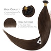 WENNALlFE Mini Flat Tip Hair Extensions Human Hair, 50g 60s 16 Inch Light Blonde Highlighted Golden Blonde Remy Hair K Tip Hair Extensions Seamless Keratin Extensions De Cabello(U-#4 Chocolate Brown)