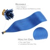 WENNALlFE Mini Flat Tip Hair Extensions Human Hair, 50g 60s 16 Inch Light Blonde Highlighted Golden Blonde Remy Hair K Tip Hair Extensions Seamless Keratin Extensions De Cabello(I-#Blue)