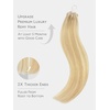 WENNALlFE Mini Flat Tip Hair Extensions Human Hair, 50g 60s 16 Inch Light Blonde Highlighted Golden Blonde Remy Hair K Tip Hair Extensions Seamless Keratin Extensions De Cabello(T-#16/22 Light Blonde Highlighted Golden Blonde)
