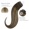 WENNALlFE Mini Flat Tip Hair Extensions Human Hair, 50g 60s 16 Inch Light Blonde Highlighted Golden Blonde Remy Hair K Tip Hair Extensions Seamless Keratin Extensions De Cabello(M-#4/27/4 Balayage Chocolate Brown to Caramel Blonde)