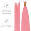 WENNALlFE Mini Flat Tip Hair Extensions Human Hair, 50g 60s 16 Inch Light Blonde Highlighted Golden Blonde Remy Hair K Tip Hair Extensions Seamless Keratin Extensions De Cabello(I-#Peach Pink)
