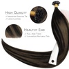 WENNALlFE Mini Flat Tip Hair Extensions Human Hair, 50g 60s 16 Inch Light Blonde Highlighted Golden Blonde Remy Hair K Tip Hair Extensions Seamless Keratin Extensions De Cabello(U-#1B/6/1B Balayage Natural Black to Chestnut Brown)