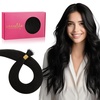 WENNALlFE Mini Flat Tip Hair Extensions Human Hair, 50g 60s 16 Inch Light Blonde Highlighted Golden Blonde Remy Hair K Tip Hair Extensions Seamless Keratin Extensions De Cabello(N-#1 Jet Black)