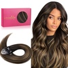 WENNALlFE Mini Flat Tip Hair Extensions Human Hair, 50g 60s 16 Inch Light Blonde Highlighted Golden Blonde Remy Hair K Tip Hair Extensions Seamless Keratin Extensions De Cabello(M-#2/6/2 Balayage Dark Brown Mixed Chestnut Brown)