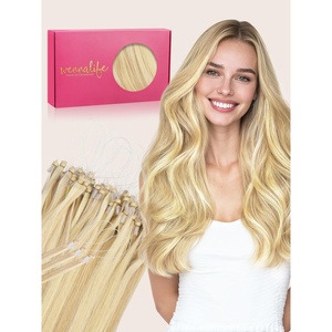 WENNALlFE Mini Flat Tip Hair Extensions Human Hair, 50g 60s 16 Inch Light Blonde Highlighted Golden Blonde Remy Hair K Tip Hair Extensions Seamless Keratin Extensions De Cabello(T-#16/22 Light Blonde Highlighted Golden Blonde)