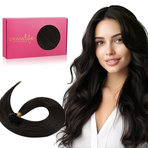 WENNALlFE Mini Flat Tip Hair Extensions Human Hair, 50g 60s 16 Inch Light Blonde Highlighted Golden Blonde Remy Hair K Tip Hair Extensions Seamless Keratin Extensions De Cabello(U-#2 Dark Brown)