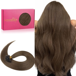 WENNALlFE Mini Flat Tip Hair Extensions Human Hair, 50g 60s 16 Inch Light Blonde Highlighted Golden Blonde Remy Hair K Tip Hair Extensions Seamless Keratin Extensions De Cabello(U-#5 Muted Light Brown Brunette)
