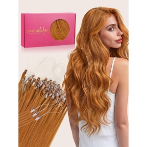 WENNALlFE Mini Flat Tip Hair Extensions Human Hair, 50g 60s 16 Inch Light Blonde Highlighted Golden Blonde Remy Hair K Tip Hair Extensions Seamless Keratin Extensions De Cabello(T-#30 Auburn Ginger)