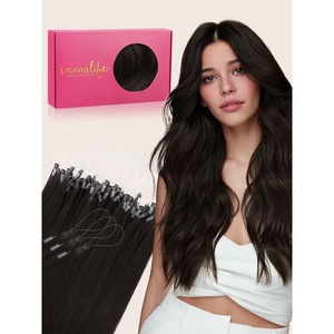 WENNALlFE Mini Flat Tip Hair Extensions Human Hair, 50g 60s 16 Inch Light Blonde Highlighted Golden Blonde Remy Hair K Tip Hair Extensions Seamless Keratin Extensions De Cabello(T-#2 Dark Brown)